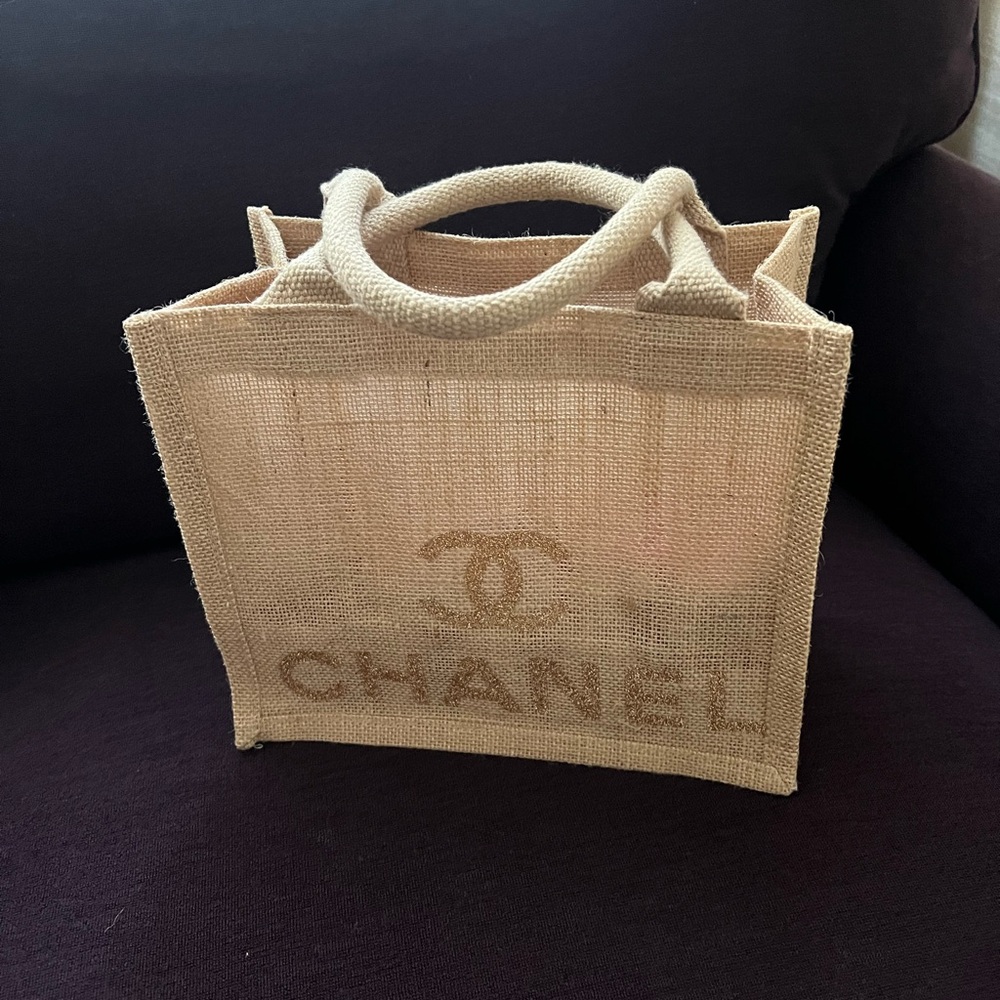 Chanel  ReproductionTan Tote Bag with Woven Texture and Rope Handles